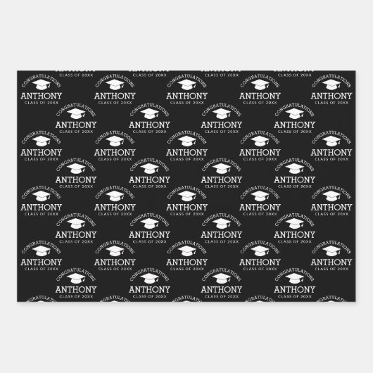 Herzlichen Glückwunsch Graduate Graduation Cap sch Geschenkpapier Set (Vorderseite)