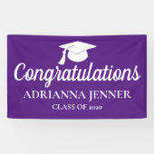 Herzlichen Glückwunsch Graduate Hat| Skript| Lila Banner (Horizontal)