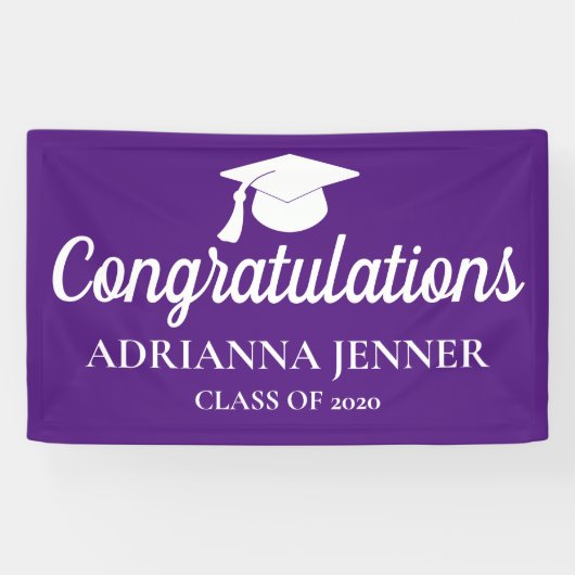 Herzlichen Glückwunsch Graduate Hat| Skript| Lila Banner (Horizontal)
