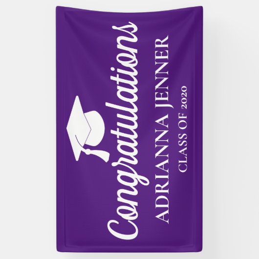 Herzlichen Glückwunsch Graduate Hat| Skript| Lila Banner (Vertikal)