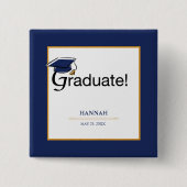 Herzlichen Glückwunsch Graduate, Hat, Tassel, Blue Button (Vorderseite)