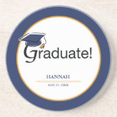 Herzlichen Glückwunsch Graduate, Hat, Tassel, Blue Getränkeuntersetzer (Vorne)