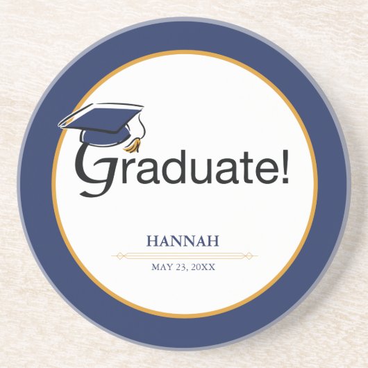 Herzlichen Glückwunsch Graduate, Hat, Tassel, Blue Getränkeuntersetzer (Vorne)