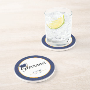 Herzlichen Glückwunsch Graduate, Hat, Tassel, Blue Getränkeuntersetzer