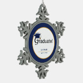 Herzlichen Glückwunsch Graduate, Hat, Tassel, Blue Schneeflocken Zinn-Ornament (Links)