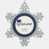 Herzlichen Glückwunsch Graduate, Hat, Tassel, Blue Schneeflocken Zinn-Ornament (Vorderseite)