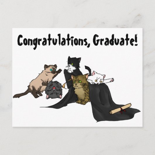 Herzlichen Glückwunsch, Graduate! Kitty Card. Ankündigungspostkarte (Vorderseite)