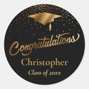 Herzlichen Glückwunsch Graduate, Klasse Gold auf  Runder Aufkleber