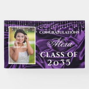 Herzlichen Glückwunsch Graduate Lila Satin Diamond Banner