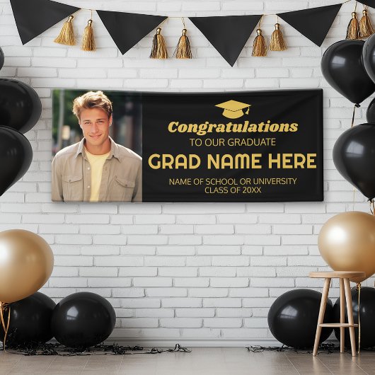 Herzlichen Glückwunsch Graduate mit Foto - Black G Banner