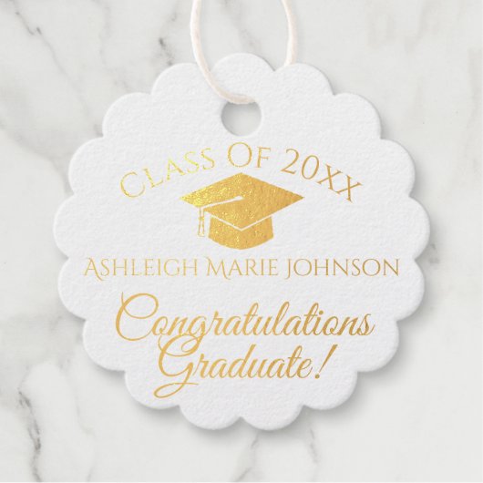 Herzlichen Glückwunsch Graduate mit Name & Cap Geschenkanhänger (Vorderseite)