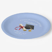 Herzlichen Glückwunsch Graduate Mortar Board Diplo Pappteller (Schrägansicht)