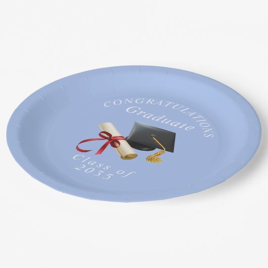 Herzlichen Glückwunsch Graduate Mortar Board Diplo Pappteller (Schrägansicht)
