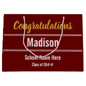 Herzlichen Glückwunsch Graduate Name Dark Red Absc Große Geschenktüte (Vorderseite)