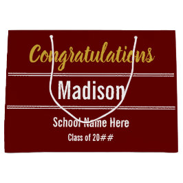 Herzlichen Glückwunsch Graduate Name Dark Red Absc Große Geschenktüte