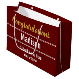 Herzlichen Glückwunsch Graduate Name Dark Red Absc Große Geschenktüte