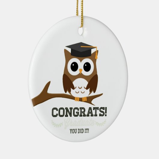 Herzlichen Glückwunsch Graduate Owl Keramik Ornament (Rechts)