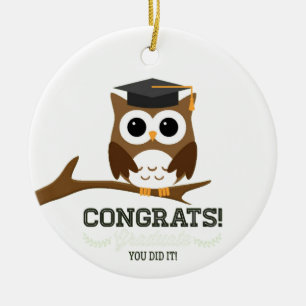 Herzlichen Glückwunsch Graduate Owl Keramik Ornament