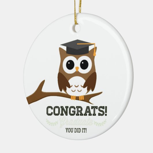 Herzlichen Glückwunsch Graduate Owl Keramik Ornament (Links)