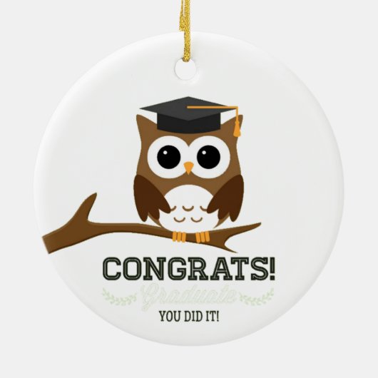 Herzlichen Glückwunsch Graduate Owl Keramik Ornament (Hinten)