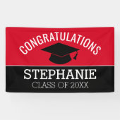 Herzlichen Glückwunsch Graduate - Red Black Abschl Banner (Horizontal)