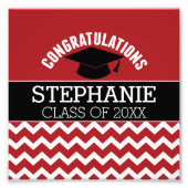Herzlichen Glückwunsch Graduate - Red Black Abschl Fotodruck (Vorne)