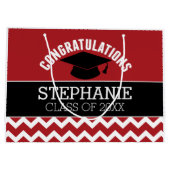 Herzlichen Glückwunsch Graduate - Red Black Abschl Große Geschenktüte (Rückseite)