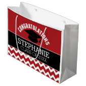 Herzlichen Glückwunsch Graduate - Red Black Abschl Große Geschenktüte (Vorderseite Schrägansicht)