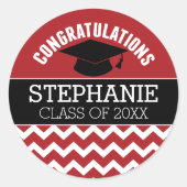 Herzlichen Glückwunsch Graduate - Red Black Abschl Runder Aufkleber (Vorderseite)