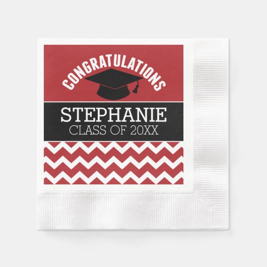 Herzlichen Glückwunsch Graduate - Red Black Abschl Serviette (Vorderseite)