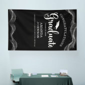 Herzlichen Glückwunsch Graduate Schwarz-weißer Abs Banner (Messe)