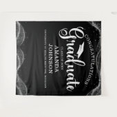 Herzlichen Glückwunsch Graduate Schwarz-weißer Abs Wandteppich (Vorderseite (Horizontal))