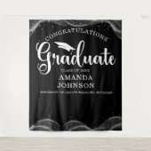 Herzlichen Glückwunsch Graduate Schwarz-weißer Abs Wandteppich (Vorderseite)