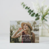 Herzlichen Glückwunsch Graduate Script 2-Foto Absc Ankündigungspostkarte (Stehend Vorderseite)