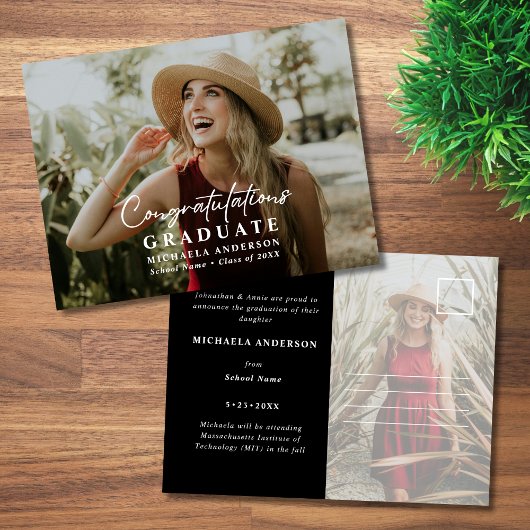 Herzlichen Glückwunsch Graduate Script 2-Foto Absc Ankündigungspostkarte