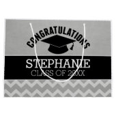 Herzlichen Glückwunsch Graduate - Silberschwarzer Große Geschenktüte (Rückseite)
