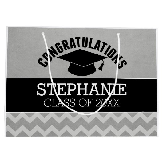 Herzlichen Glückwunsch Graduate - Silberschwarzer Große Geschenktüte (Rückseite)