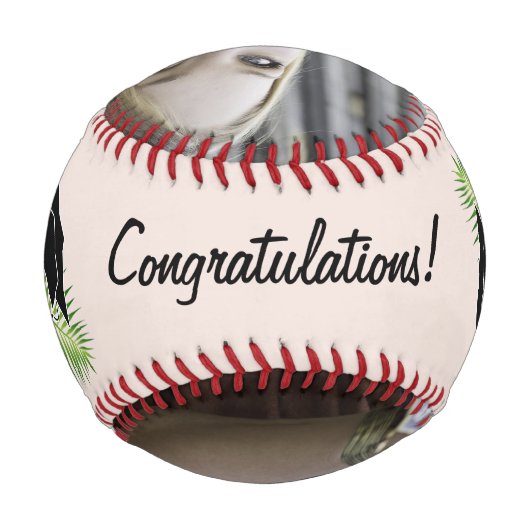 Herzlichen Glückwunsch Graduate Tropical Leaf Foto Baseball (Rückseite)