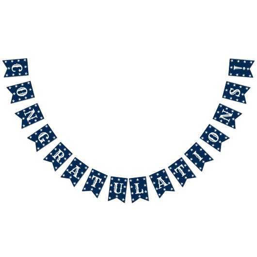 Herzlichen Glückwunsch Graduation Party Blue White Wimpelkette (Alle)