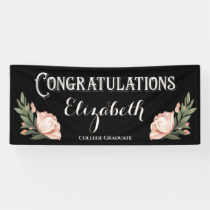 Herzlichen Glückwunsch Graduierte Blume Schwarz Pi Banner