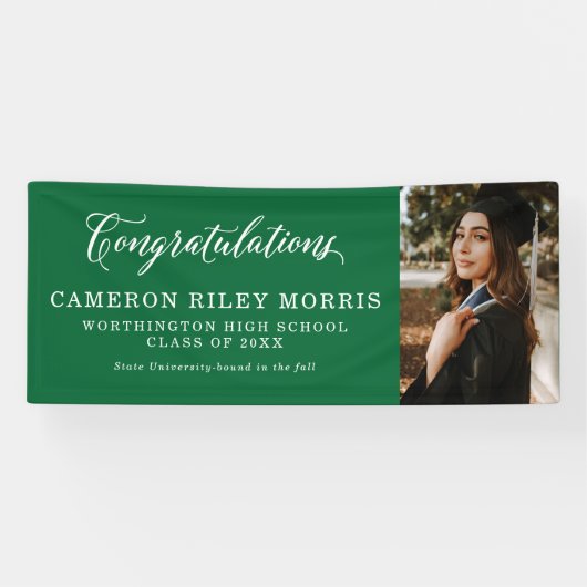 Herzlichen Glückwunsch Graduiertengrünes Abschluss Banner (Horizontal)
