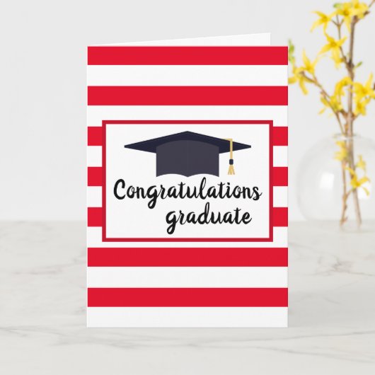 Herzlichen Glückwunsch Graduierung Cap with Stripe Karte (Gelbe Blume)