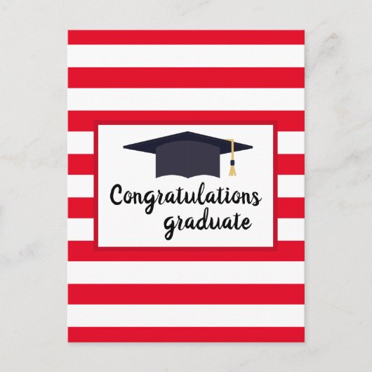 Herzlichen Glückwunsch Graduierung Cap with Stripe Postkarte (Vorderseite)
