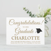 Herzlichen Glückwunsch Graduierung Gold eleganten  Einladung (Stehend Vorderseite)