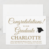 Herzlichen Glückwunsch Graduierung Gold eleganten  Einladung (Vorne/Hinten)