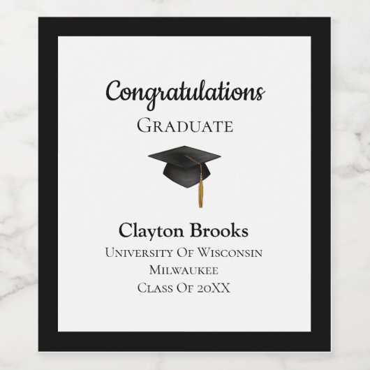 Herzlichen Glückwunsch, Graduierung mit dem Cap Wi Weinetikett (Einzelnes Label)