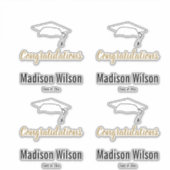 Herzlichen Glückwunsch Graduierungsname Schwarz-we Aufkleber (Vorderseite)