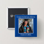 Herzlichen Glückwunsch Graduierungsname und Foto B Button (Vorne & Hinten)