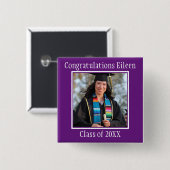 Herzlichen Glückwunsch Graduierungsname und Foto B Button (Vorne & Hinten)