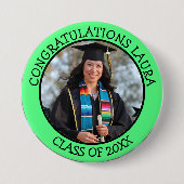 Herzlichen Glückwunsch Graduierungsname und Foto B Button (Vorderseite)